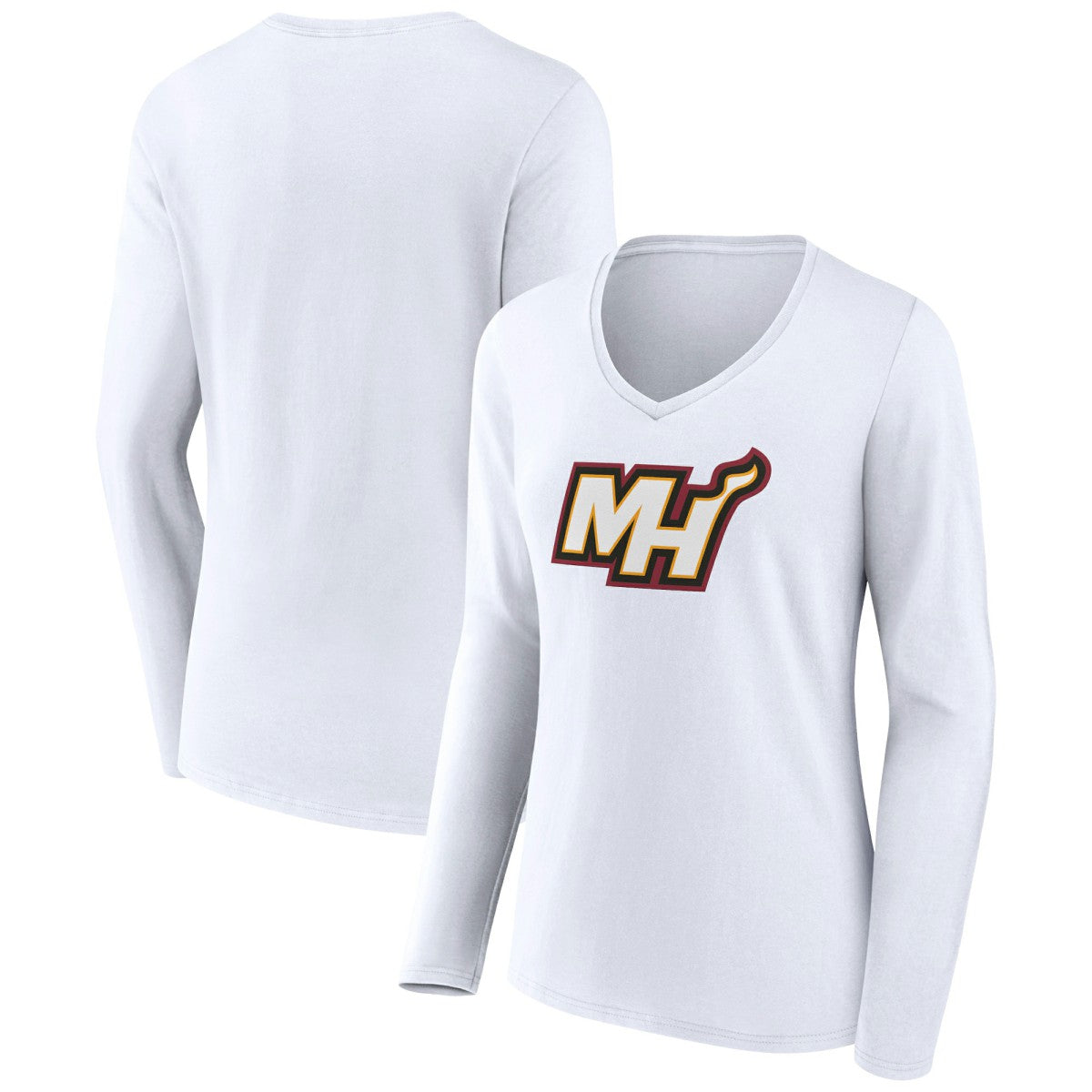 Miami Heat Women's Alternate Logo V-Neck Long Sleeve T-Shirt - White discount