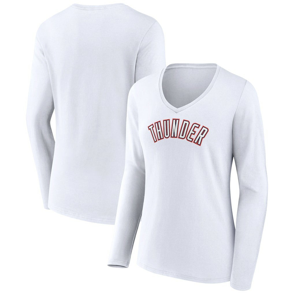Oklahoma City Thunder Women's Alternate Logo V-Neck Long Sleeve T-Shirt - White online