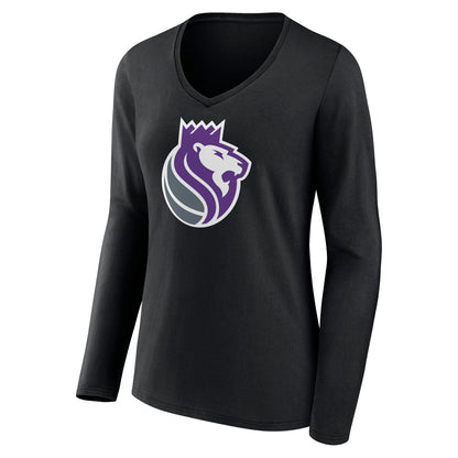 Sacramento Kings Women's Alternate Logo V-Neck Long Sleeve T-Shirt - Black cheap
