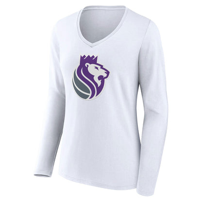 Sacramento Kings Women's Alternate Logo V-Neck Long Sleeve T-Shirt - White outlet