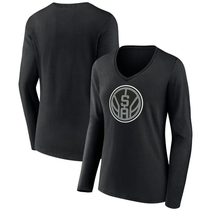 San Antonio Spurs Women's Alternate Logo V-Neck Long Sleeve T-Shirt - Black discount