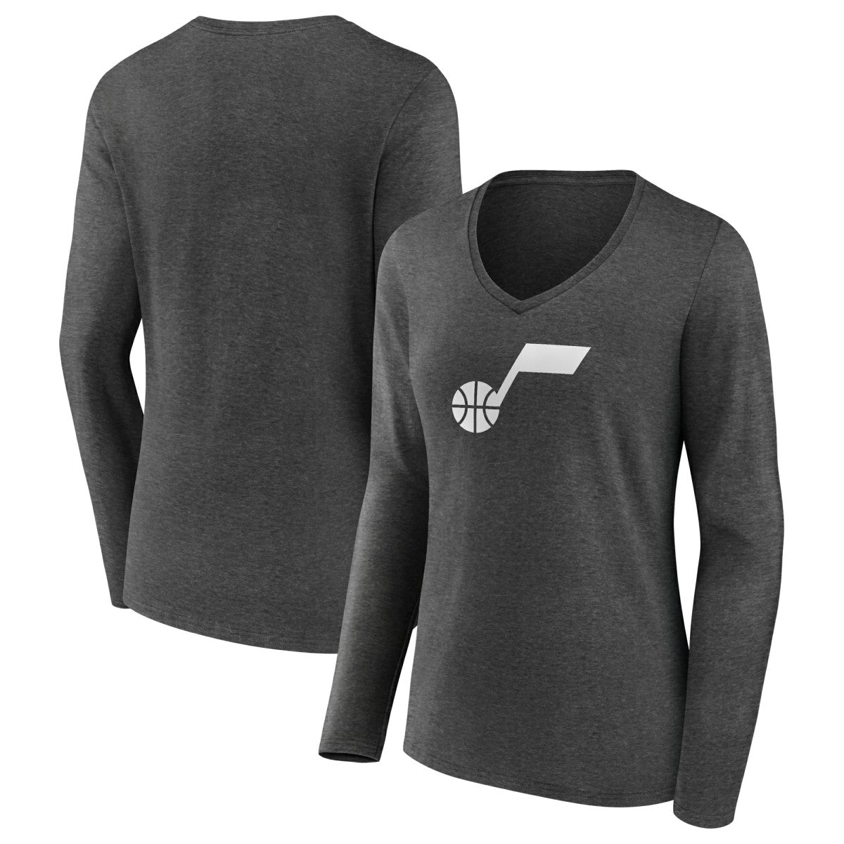 Utah Jazz Women's Alternate Logo V-Neck Long Sleeve T-Shirt - Charcoal sale