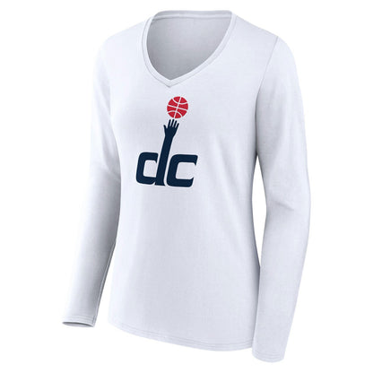Washington Wizards Women's Alternate Logo V-Neck Long Sleeve T-Shirt - White shop