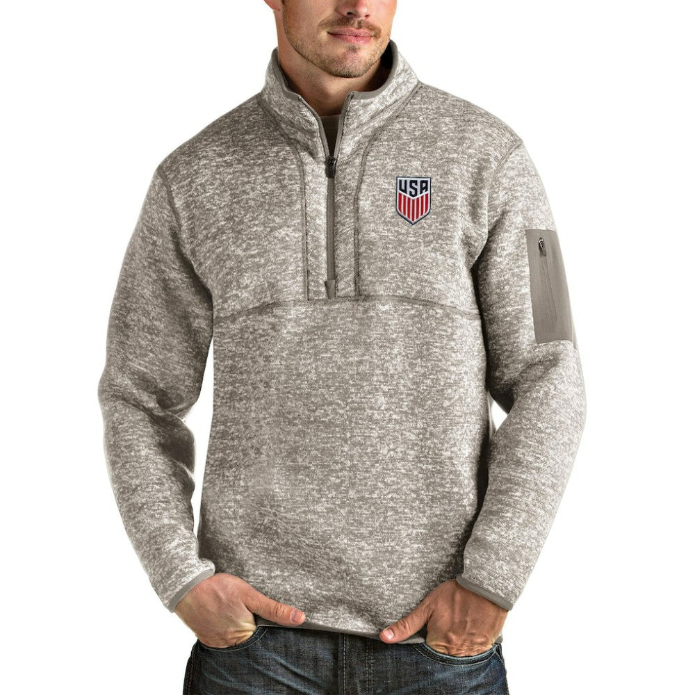 USMNT Antigua Fortune Quarter-Zip Pullover Jacket - Oatmeal discount