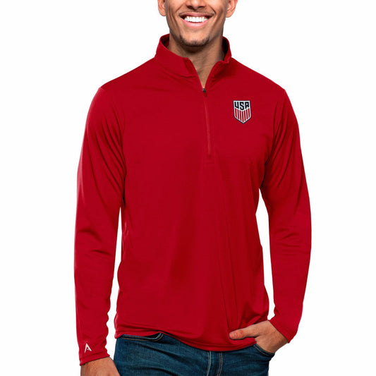 USMNT Antigua Tribute Quarter-Zip Pullover Top - Red for sale