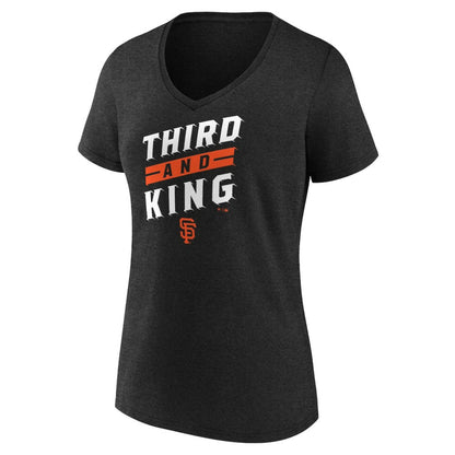 San Francisco Giants Women's Third and King V-Neck T-Shirt - Charcoal