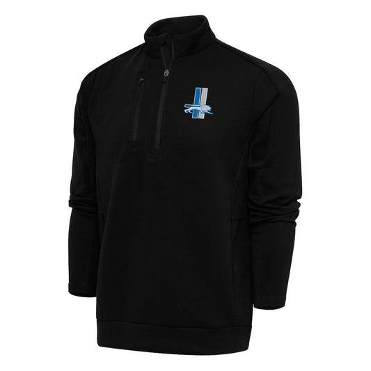 Detroit Lions Antigua Team Logo Throwback Generation Quarter-Zip Pullover Top - Black sale