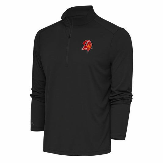 Tampa Bay Buccaneers Antigua Team Logo Throwback Tribute Quarter-Zip Pullover Top - Charcoal on sale