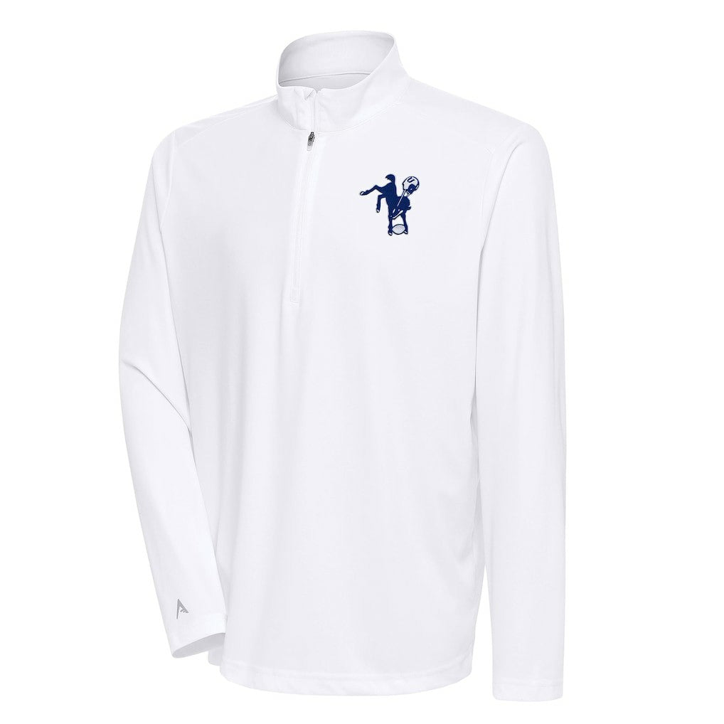 Indianapolis Colts Antigua Team Logo Throwback Tribute Quarter-Zip Pullover Top - White cheap