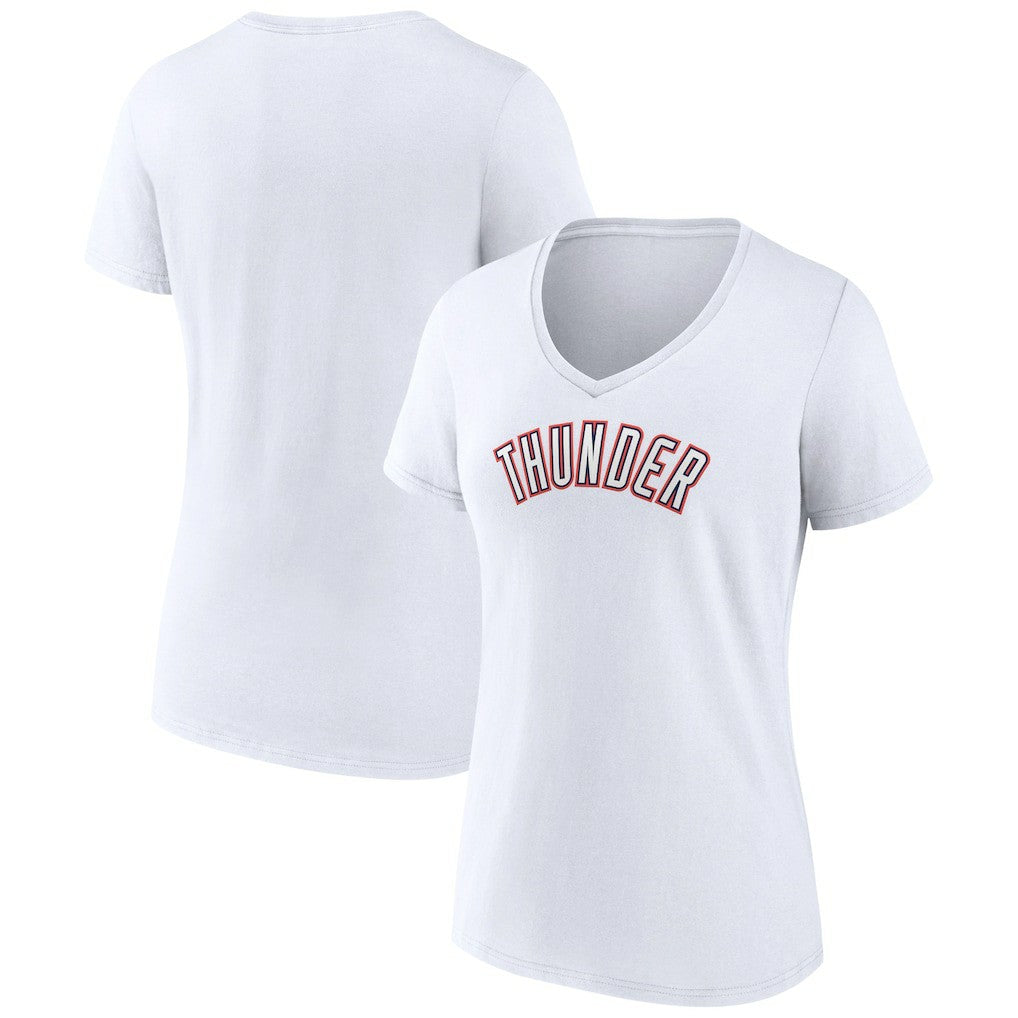 Oklahoma City Thunder Women's Alternate Logo V-Neck T-Shirt - White on sale