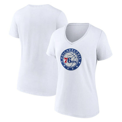 Philadelphia 76ers Women's Alternate Logo V-Neck T-Shirt - White on sale