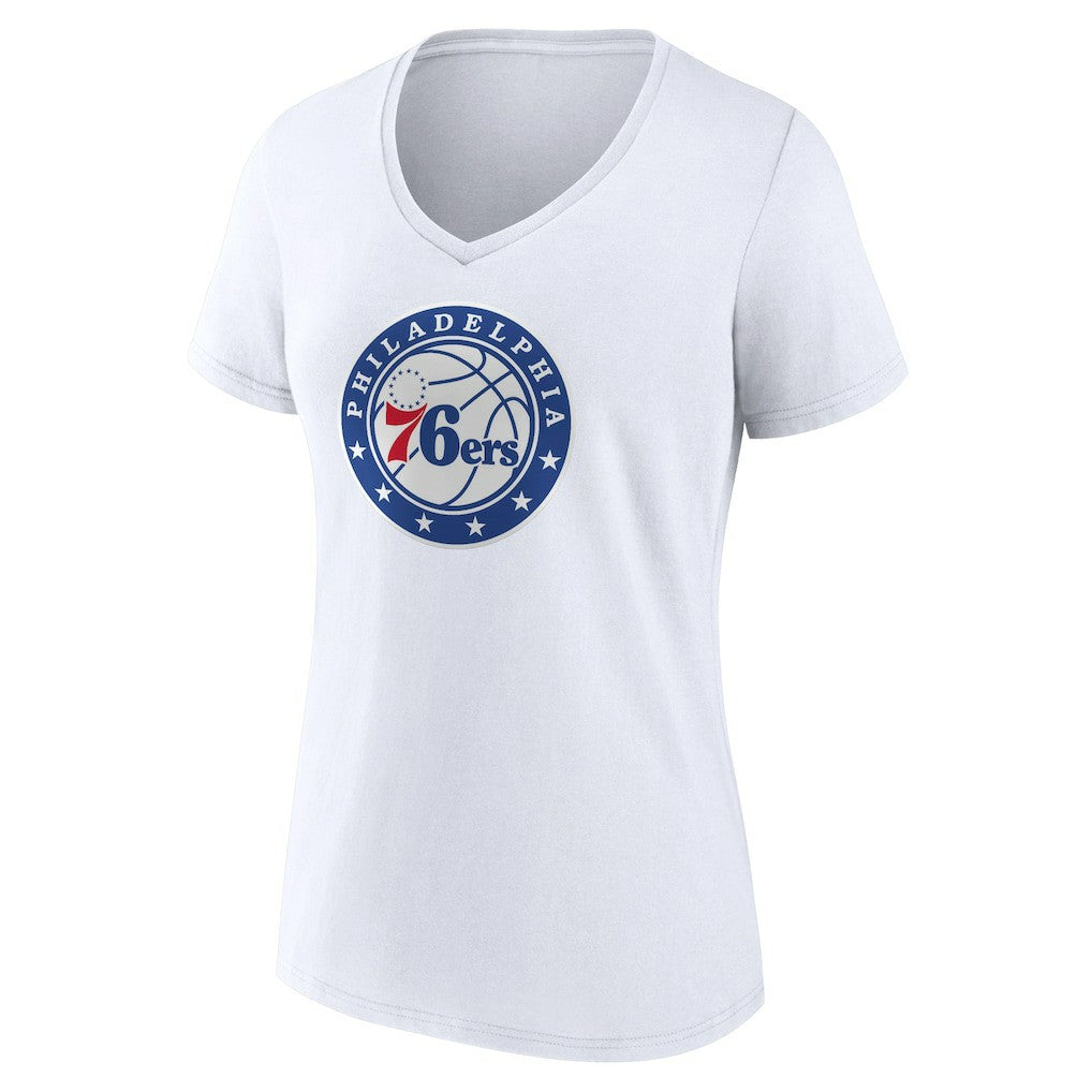Philadelphia 76ers Women's Alternate Logo V-Neck T-Shirt - White on sale