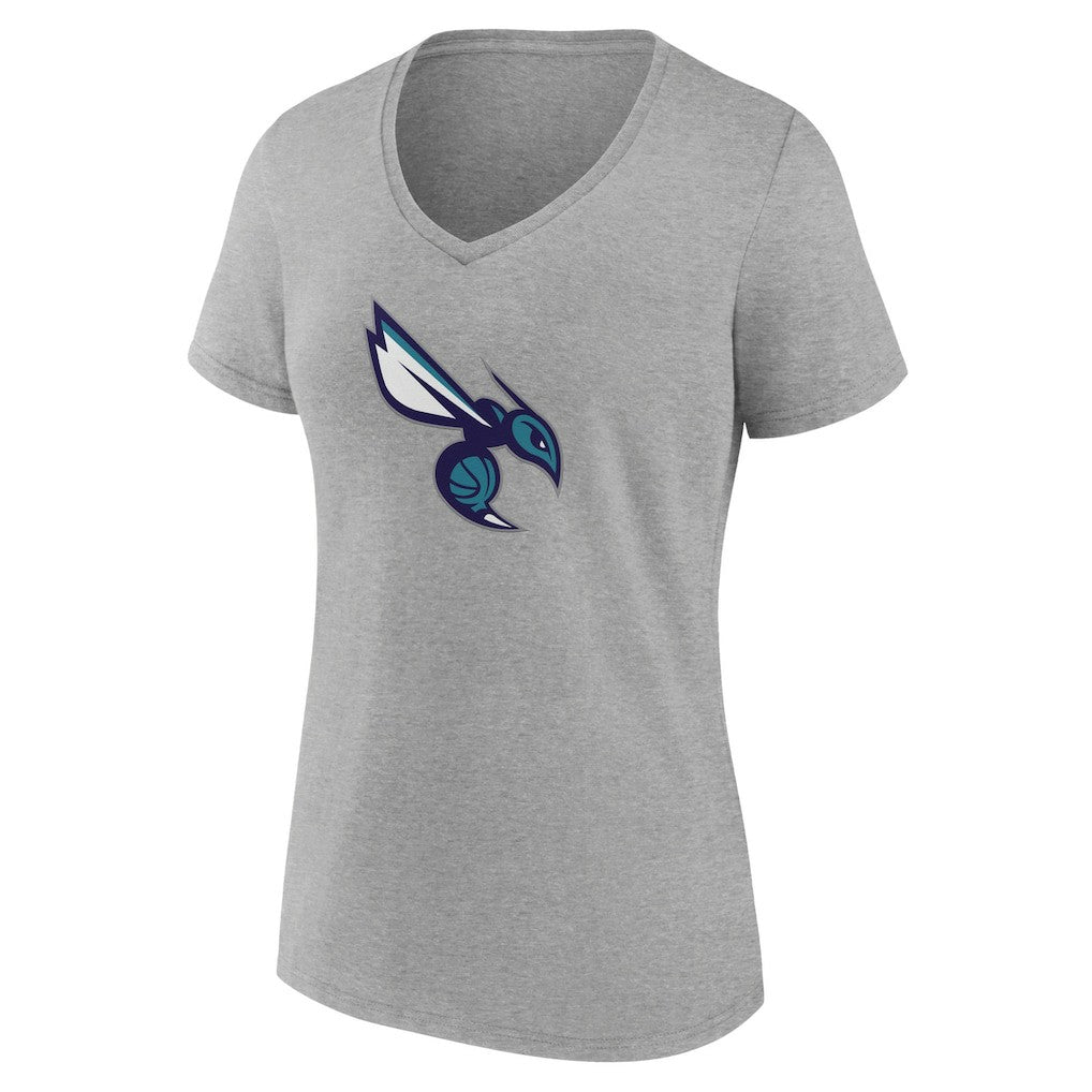 Charlotte Hornets Women's Alternate Logo V-Neck T-Shirt - Heather Gray sale