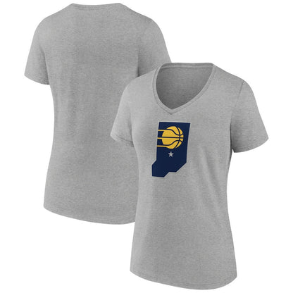 Indiana Pacers Women's Alternate Logo V-Neck T-Shirt - Heather Gray cheap