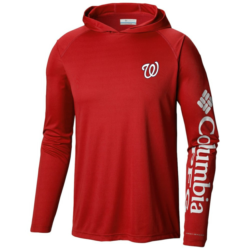 Washington Nationals Terminal Tackle Long Sleeve Hoodie T-Shirt - Red | Columbia