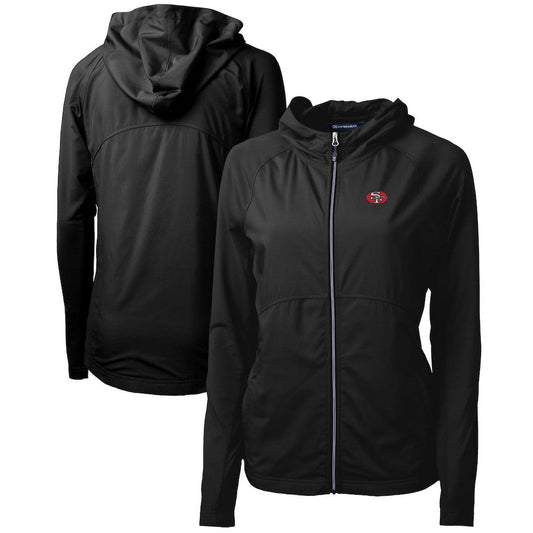 San Francisco 49ers Cutter & Buck Women's Throwback Logo Adapt Eco Knit Hybrid Recycled Full-Zip Hoodie - Black discount