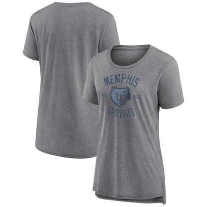 Memphis Grizzlies Women's Heritage Tri-Blend T-Shirt - Heather Gray for sale