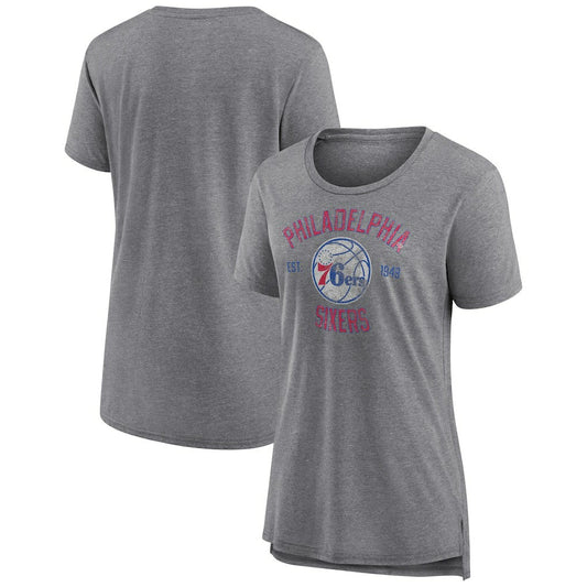 Philadelphia 76ers Women's Heritage Tri-Blend T-Shirt - Heather Gray cheap
