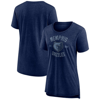 Memphis Grizzlies Women's Heritage Tri-Blend T-Shirt - Heather Navy for sale