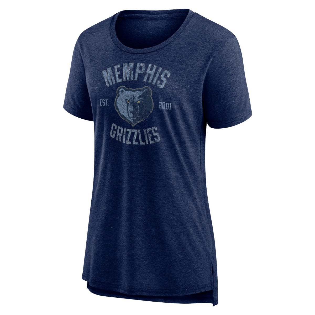 Memphis Grizzlies Women's Heritage Tri-Blend T-Shirt - Heather Navy for sale