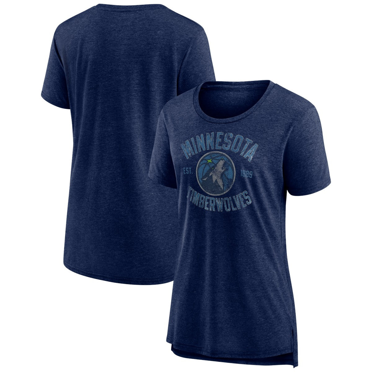 Minnesota Timberwolves Women's Heritage Tri-Blend T-Shirt - Heather Navy on sale