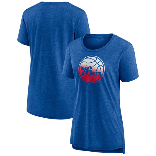 Philadelphia 76ers Women's Gradient Logo Tri-Blend T-Shirt - Heather Red outlet