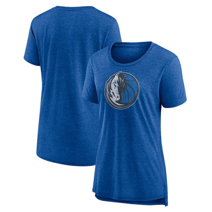 Dallas Mavericks Women's Distressed Logo Tri-Blend T-Shirt sale - Heather Blue online