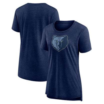 Memphis Grizzlies Women's Distressed Logo Tri-Blend T-Shirt - Heather Navy shop