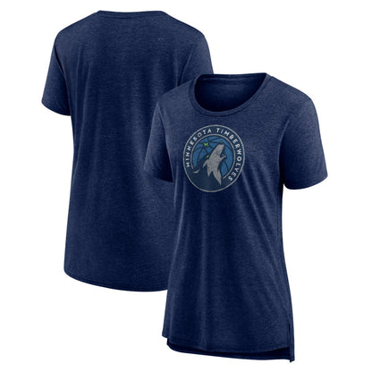 Minnesota Timberwolves Women's Distressed Logo Tri-Blend T-Shirt - Heather Navy for sale