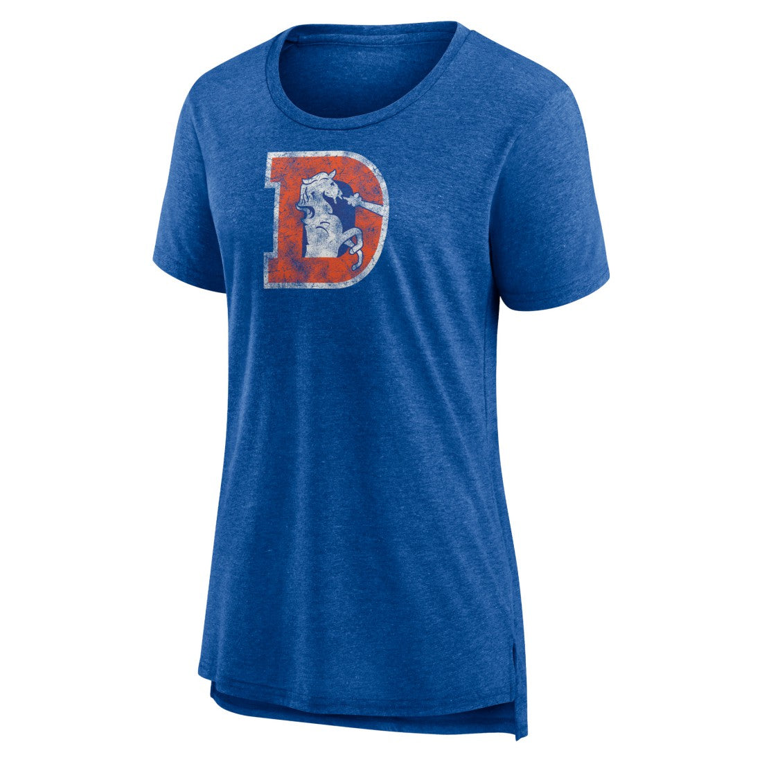 Denver Broncos Women's Throwback Team Logo Tri-Blend T-Shirt - Heather Royal cheap