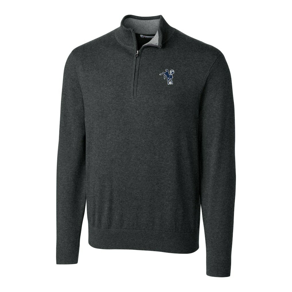 Indianapolis Colts Cutter & Buck Throwback Logo Lakemont Tri-Blend Big & Tall Quarter-Zip Pullover Sweater - Heather Charcoal cheap