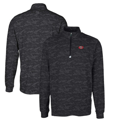 San Francisco 49ers Cutter & Buck Throwback Logo Big & Tall Traverse Camo Print Stretch Quarter-Zip Pullover Top - Black discount