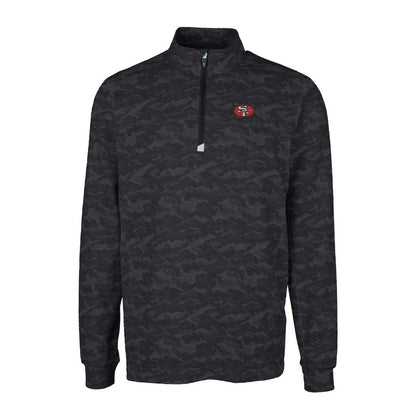 San Francisco 49ers Cutter & Buck Throwback Logo Big & Tall Traverse Camo Print Stretch Quarter-Zip Pullover Top - Black discount