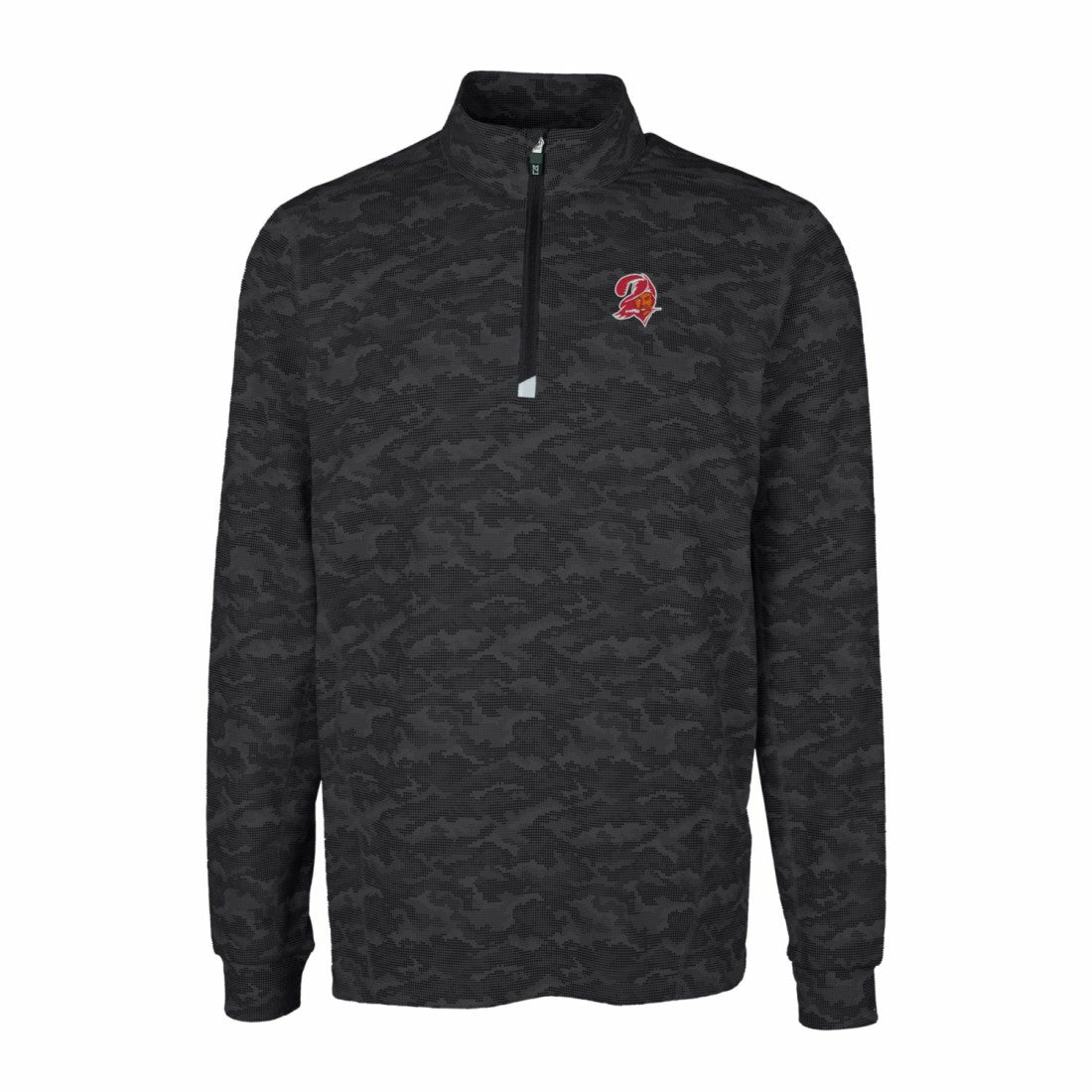 Tampa Bay Buccaneers Cutter & Buck Throwback Logo Big & Tall Traverse Camo Print Stretch Quarter-Zip Pullover Top - Black cheap