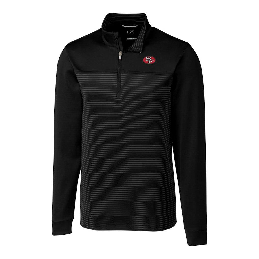 San Francisco 49ers Cutter & Buck Throwback Logo Traverse Stripe Stretch Quarter-Zip Big & Tall Pullover Top - Black cheap