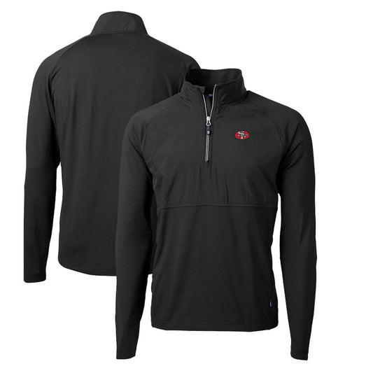 San Francisco 49ers Cutter & Buck Adapt Eco Knit Hybrid Recycled Quarter-Zip Throwback Pullover Top - Black online