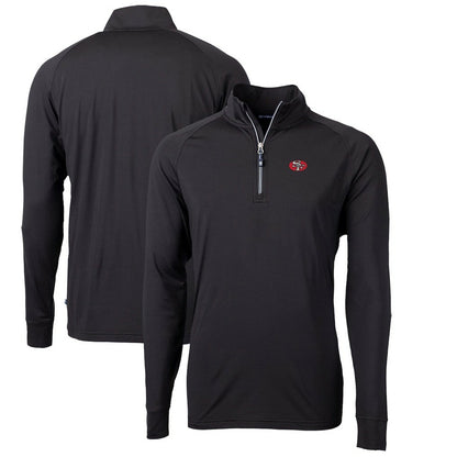 San Francisco 49ers Cutter & Buck Adapt Eco Knit Stretch Recycled Quarter-Zip Throwback Pullover Top - Black cheap