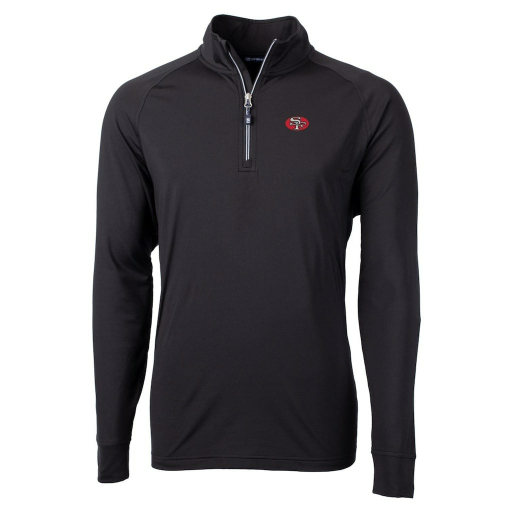 San Francisco 49ers Cutter & Buck Adapt Eco Knit Stretch Recycled Quarter-Zip Throwback Pullover Top - Black cheap