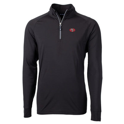 San Francisco 49ers Cutter & Buck Adapt Eco Knit Stretch Recycled Quarter-Zip Throwback Pullover Top - Black cheap