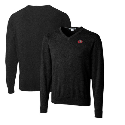 San Francisco 49ers Cutter & Buck Throwback Logo Lakemont Tri-Blend V-Neck Pullover Sweater - Black discount