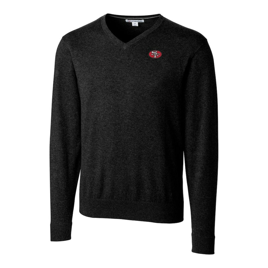 San Francisco 49ers Cutter & Buck Throwback Logo Lakemont Tri-Blend V-Neck Pullover Sweater - Black discount