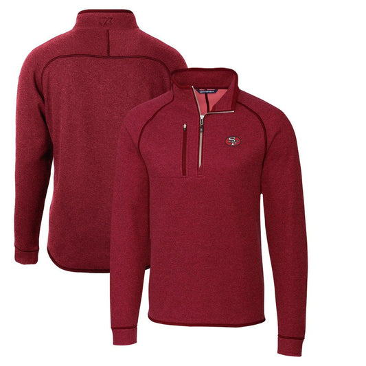 San Francisco 49ers Cutter & Buck Mainsail Sweater-Knit Half-Zip Pullover Jacket - Scarlet on sale