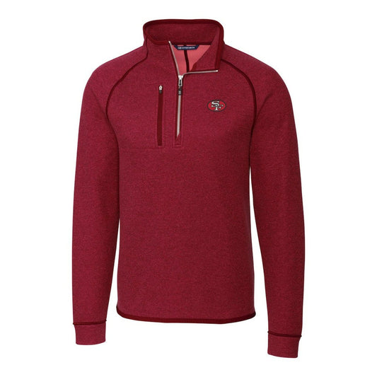 San Francisco 49ers Cutter & Buck Mainsail Sweater-Knit Half-Zip Pullover Jacket - Scarlet on sale