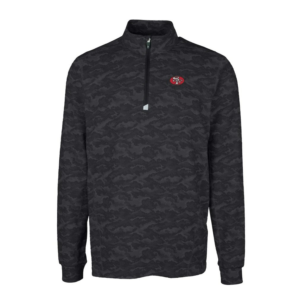 San Francisco 49ers Cutter & Buck Throwback Logo Traverse Camo Print Stretch Quarter-Zip Pullover Top - Black online