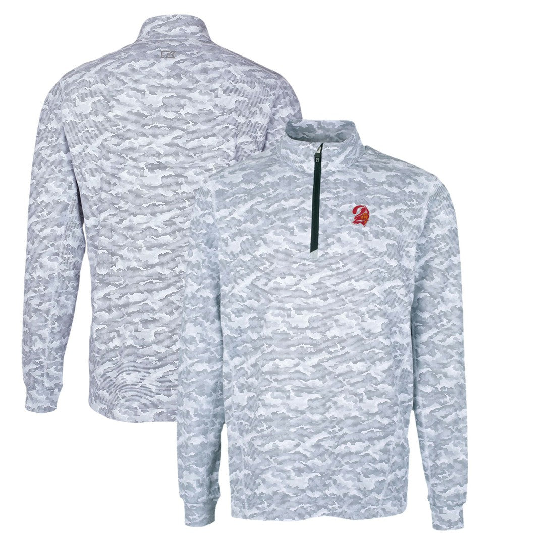 Tampa Bay Buccaneers Cutter & Buck Throwback Logo Traverse Camo Print Stretch Quarter-Zip Pullover Top - Charcoal sale