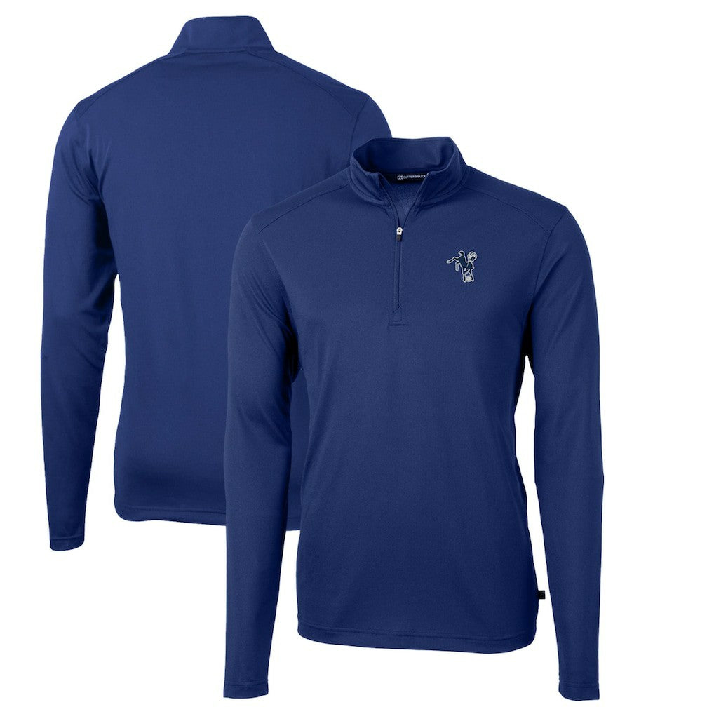 Indianapolis Colts Cutter & Buck Throwback Logo Virtue Eco Pique Recycled Quarter-Zip Pullover Top - Royal cheap