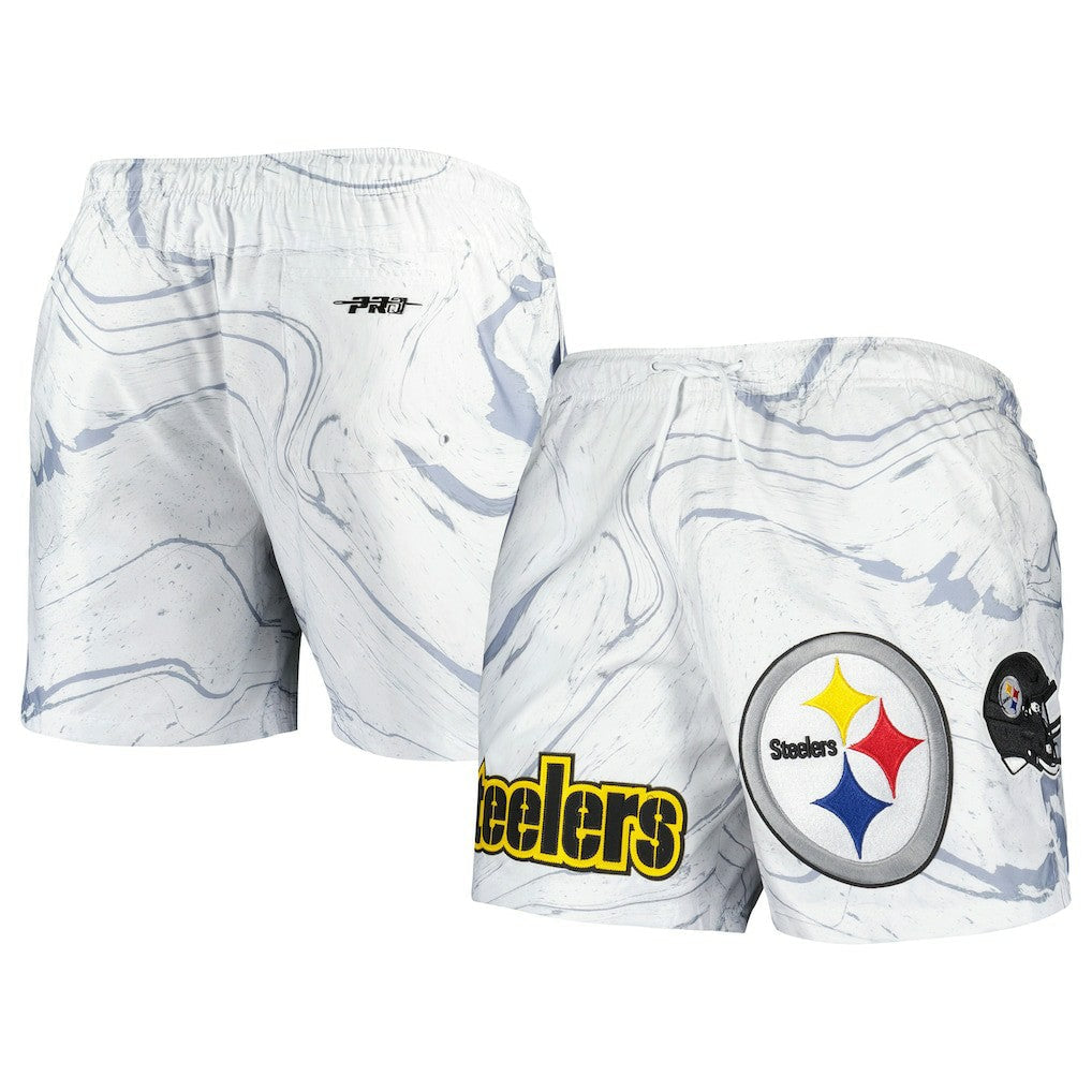 Pittsburgh Steelers Pro Standard Allover Marble Print Shorts - White for sale