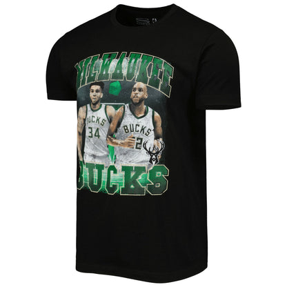 Giannis Antetokounmpo & Khris Middleton Milwaukee Bucks Stadium Essentials Unisex Player Duo T-Shirt - Black cheap