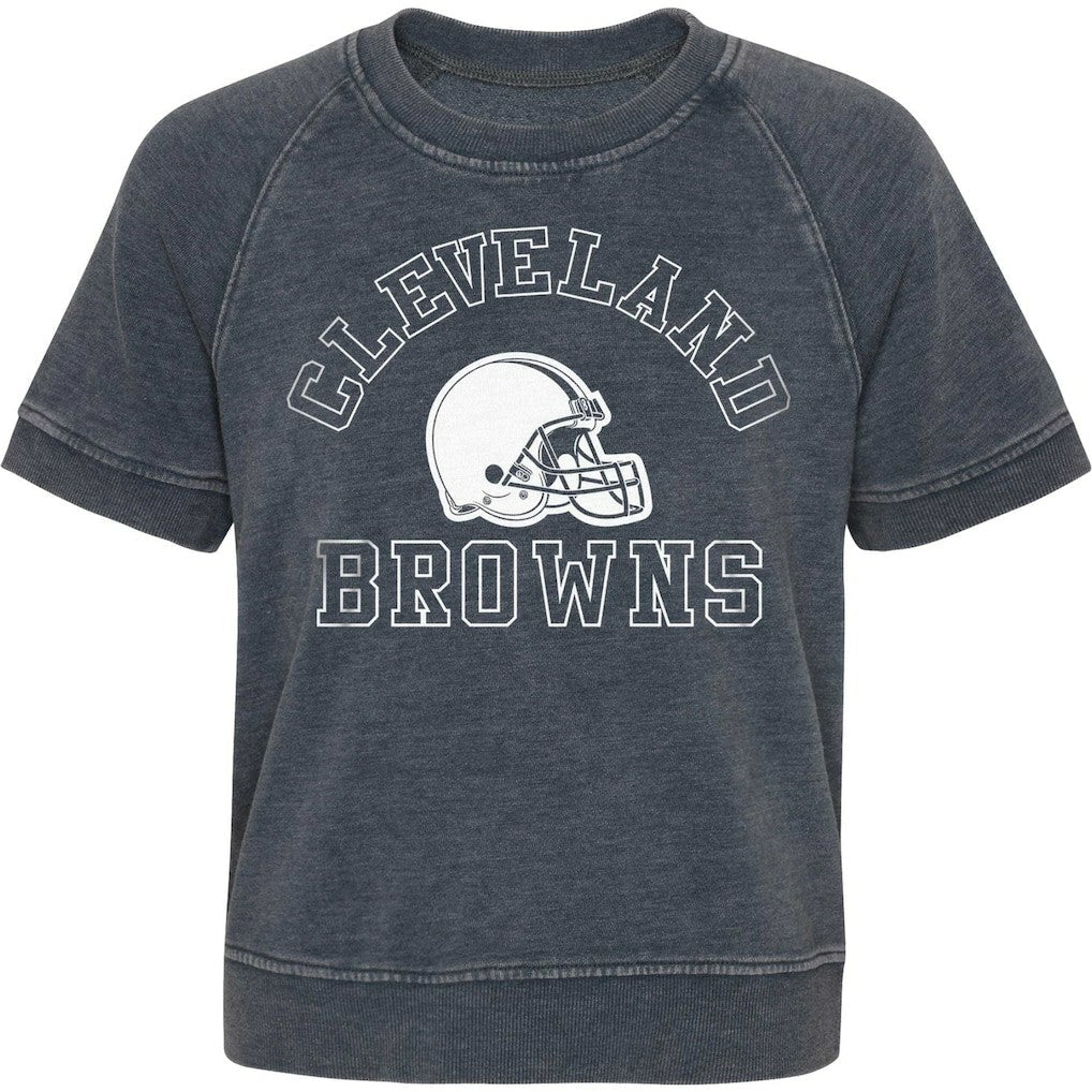 Cleveland Browns Girls Juniors Cheer Squad Raglan T-Shirt - Heather Charcoal on sale