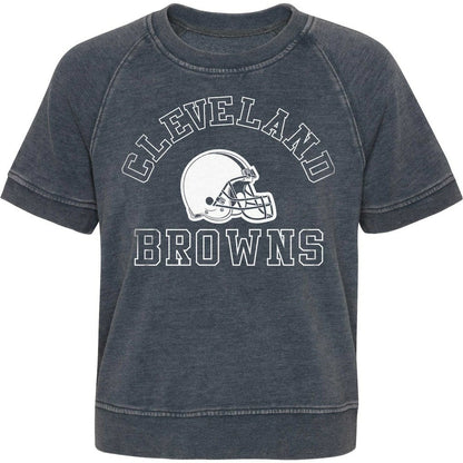 Cleveland Browns Girls Juniors Cheer Squad Raglan T-Shirt - Heather Charcoal on sale